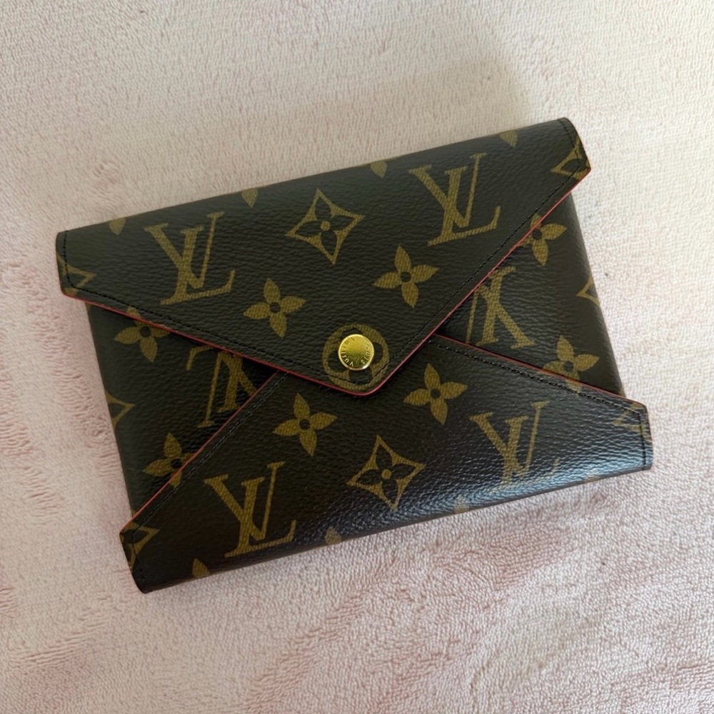 Louis Vuitton Monogram Canvas Envelope Wallet in Brown and Gold